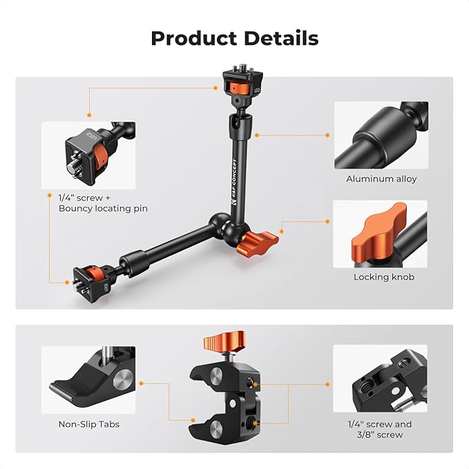 K&F CONCEPT 11" Magic Arm Clamp Kit - Image 4