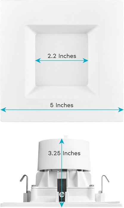 LUXRITE 4 Inch Square Recessed LED Can Lights, CCT Color Temperature Selectable - Image 3