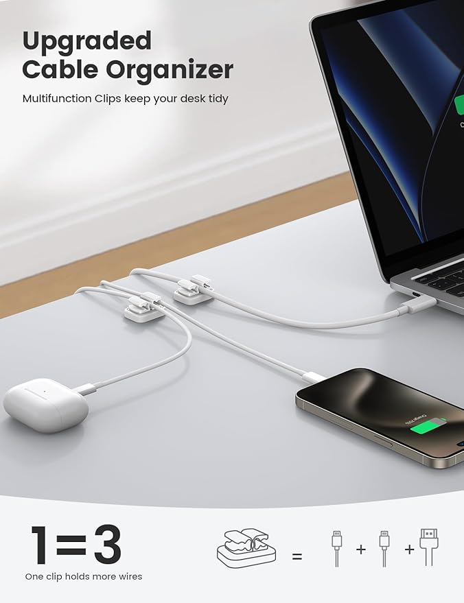 3-in-1 Cord Organizer Spring Clip Holder - Image 2