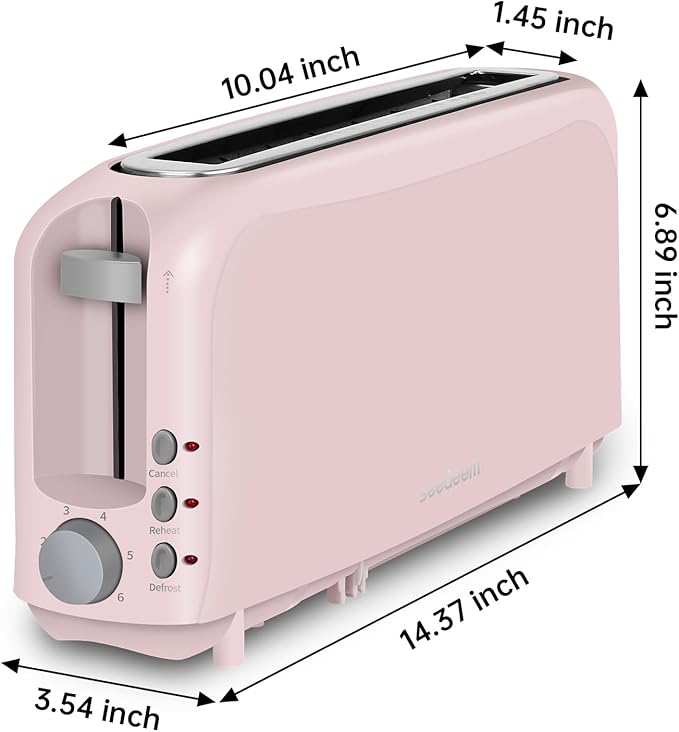 SEEDEEM 2 Slice Slim Toaster, Single 10" Long Slot Toaster Fits Bagels & - Image 5