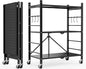 Himix Storage Shelves with 6 Hooks, 3 Tier Foldable Shelf with Wheels, Metal by Himix