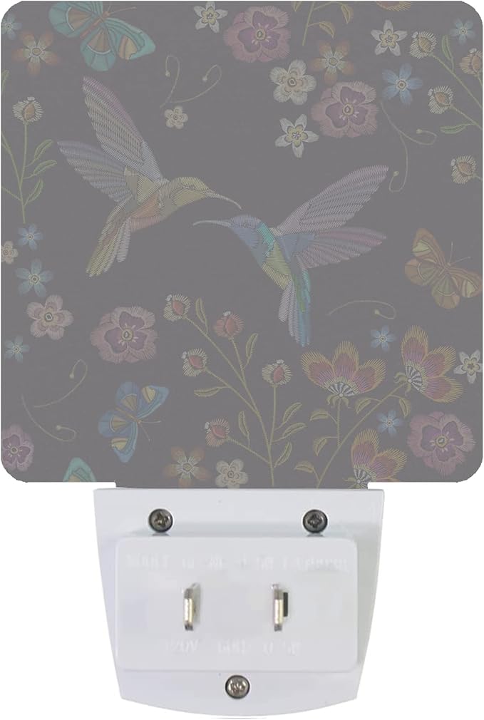 Smoaffly Vintage Hummingbird Butterfly Flowers Night Light Plug-in LED - Image 3