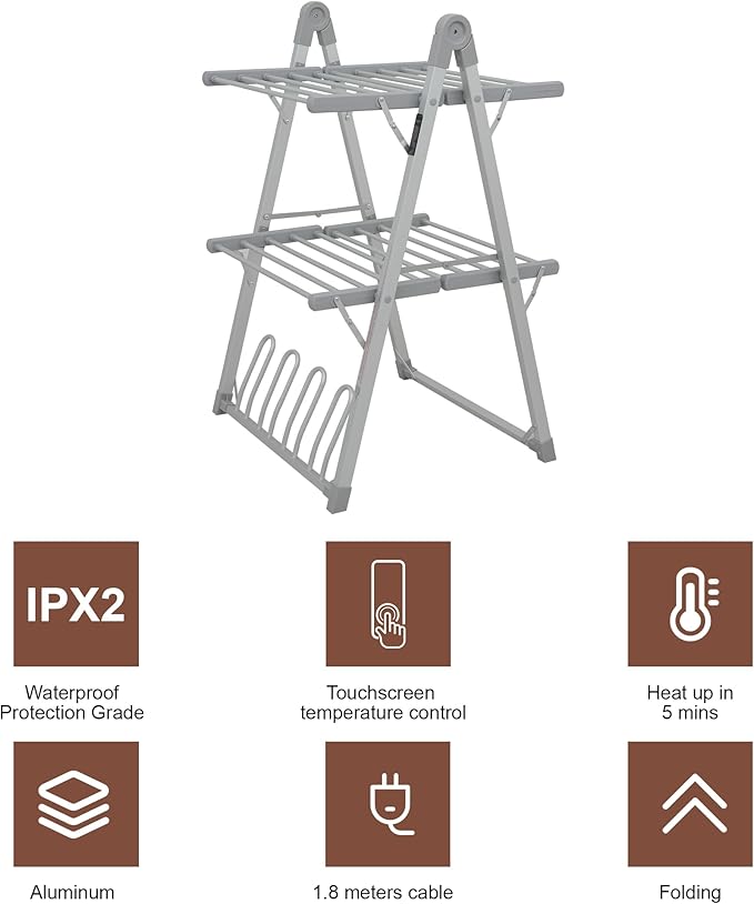 SHARNDY Electric Heated Clothes Drying Rack, Foldable Heated Garment Dryer - Image 5