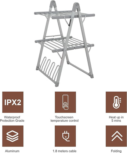 SHARNDY Electric Heated Clothes Drying Rack, Foldable Heated Garment Dryer - Image 5