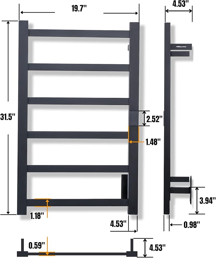 Smart Wireless Electric Towel Warmer | Blade Thin 6 Bar Design | Hardwired & - Image 3