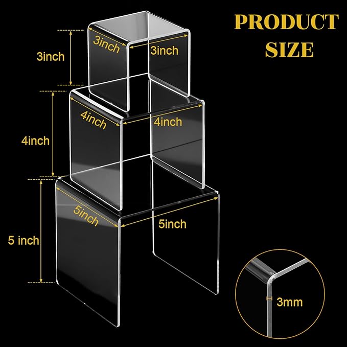 Chuangdi 2 Sets Acrylic Display Risers, Product Stand, Jewelry Display Riser - Image 2