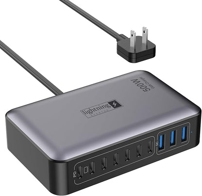 USB C Charger Block 500W, 10-Port Charging Station, GaN PD 140W Type C Fast by lightningofertas