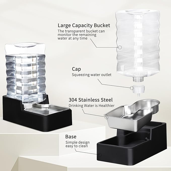 RIZZARI Stainless Steel Pet Water Feeder: 10L Gravity Leak-Proof Auto Refill - Image 4