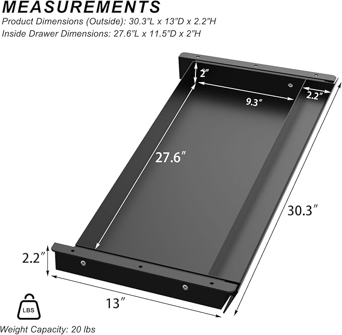 Large Under Desk Mounted Sliding Drawer - Image 3