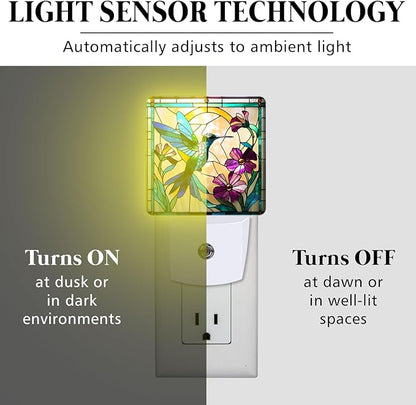 PODMemory Hummingbird Stained Glass Night Lights Plug into Wall - Image 3