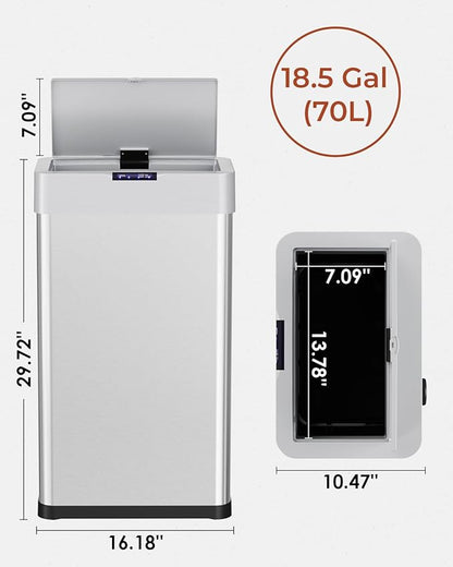 TLSUNNY 18.5 Gallon Motion Sensor Trash Can, Touchless Automatic Garbage Can - Image 2