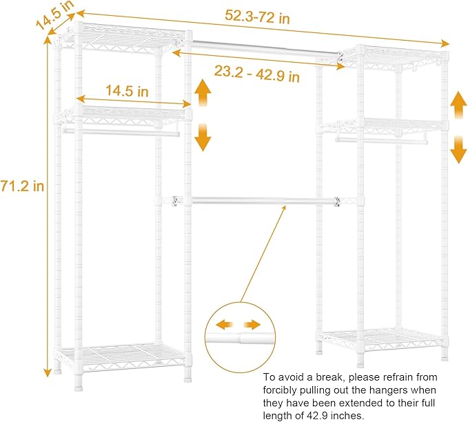 Ulif E7 Heavy Duty Garment Rack, Clothes Organizer and Storage Rack - Image 5