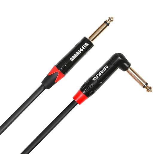 Rannsgeer 2 Pack 1/4 Inch TS Right Angle to 1/4 Inch TS 1 Feet Cable - Image 2