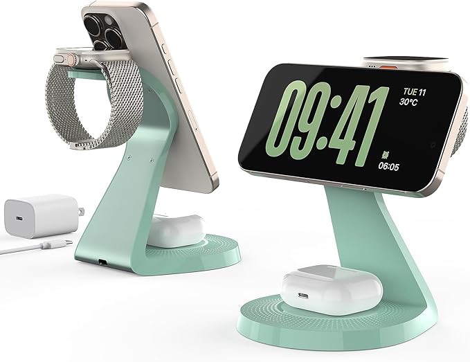 3 in 1 Charging Station for Apple Devices, Mag-Safe Charger Stand Fast Charging by LONGCONN