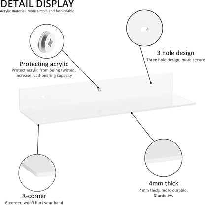 20 Inches Acrylic Wall Shelves 2 Pack, Floating Shelf - Image 4