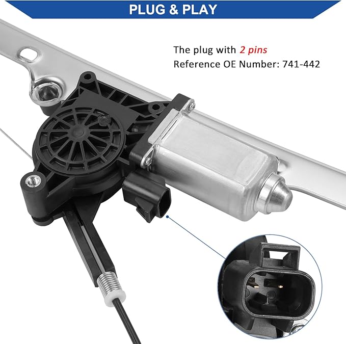 Obaee 741-442 Front Left Driver Side Power Window Regulator - Image 3