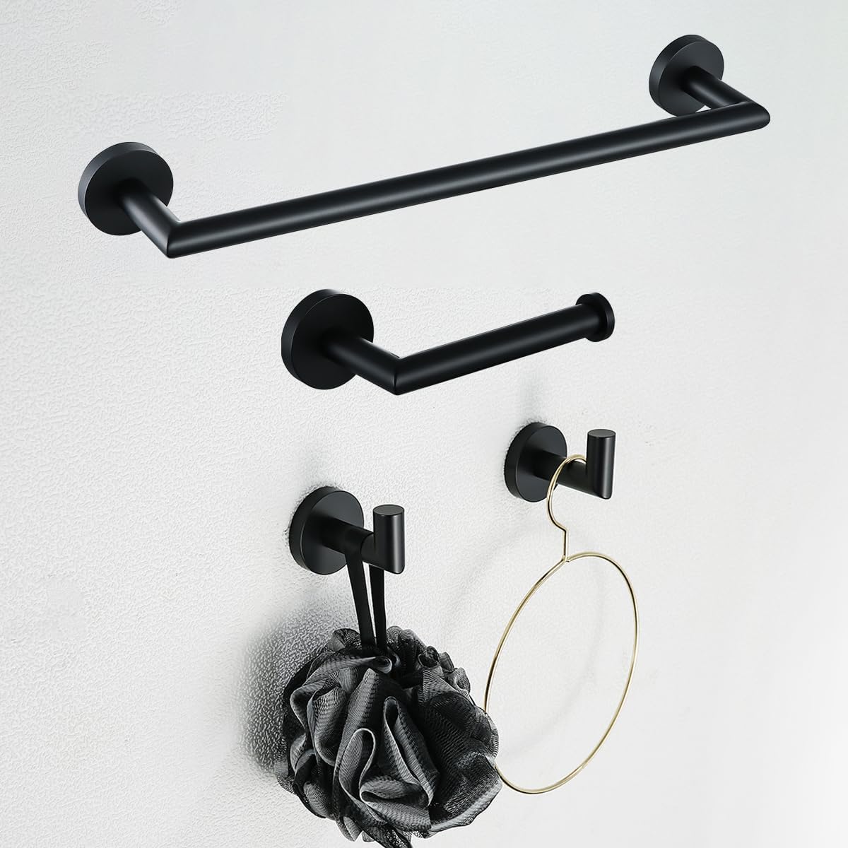 matte black bathroom hardware accessories set 4 pieces,18, main product view