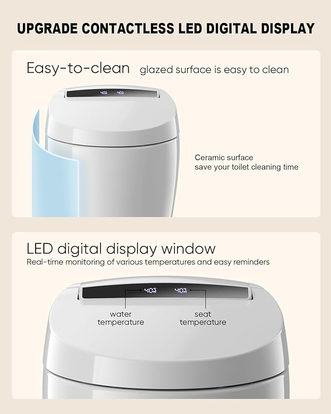 Smart Toilet with Warm Water Sprayer and Dryer, One Piece Bidet Toilet with - Image 7