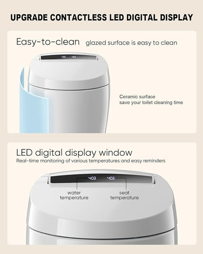 Smart Toilet with Warm Water Sprayer and Dryer, One Piece Bidet Toilet with - Image 7