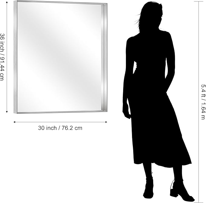 CIRCUMI Silver Bathroom Mirror, Brushed Finish, Tempered Glass, Mirror - Image 7