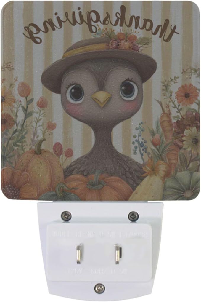 Pigsaly Led Night Light Thanksgiving Cute Turkey Autumn Pumpkins Carrots - Image 2