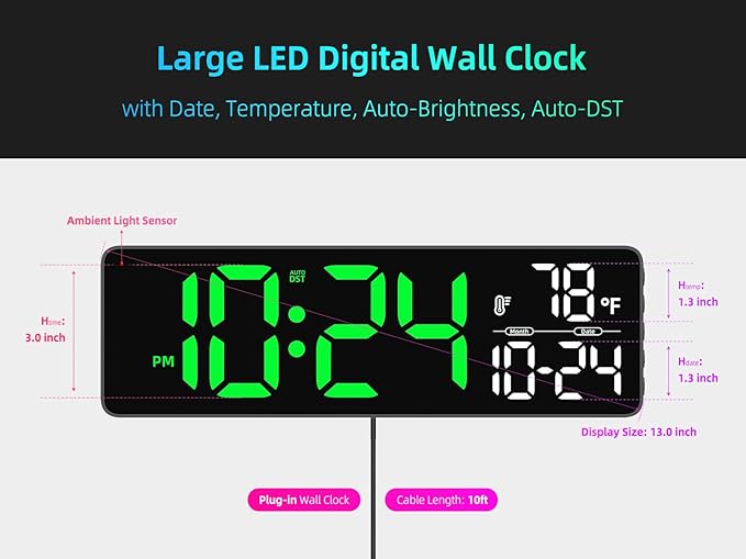 Large LED Digital Wall Clock - Image 3