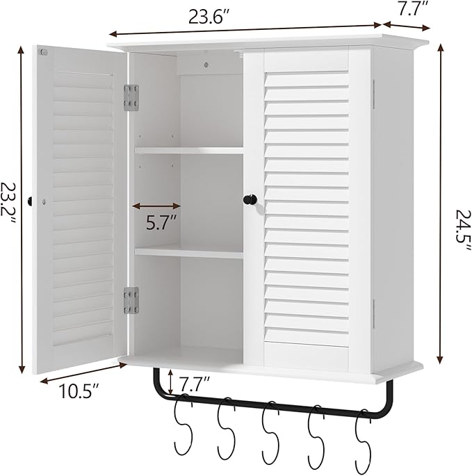 Bathroom Wall Cabinet, Over The Toilet Storage Cabinet, Wooden Wall Cabinet - Image 3