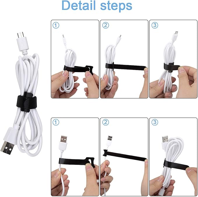 Nettbe 60 PCS 6 Inches Reusable Cable Ties, Adjustable Cord Straps Wire - Image 7