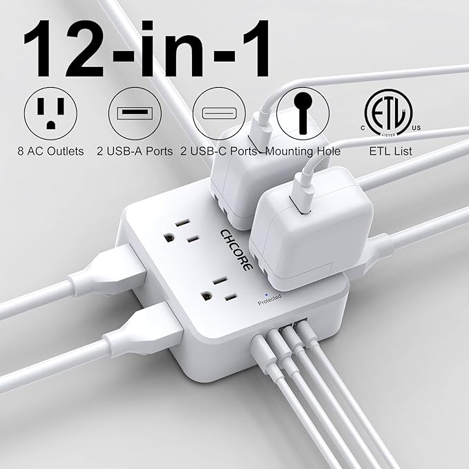 10Ft Surge Protector Power Strip - Image 2