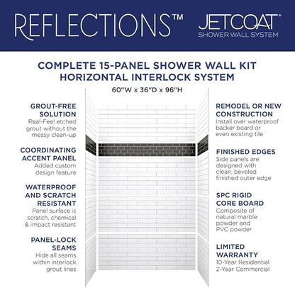 Miseno MSW-603696RFL Readyset 60" X 36" X 96" Fifteen Panel Alcove Shower Wall - Image 3