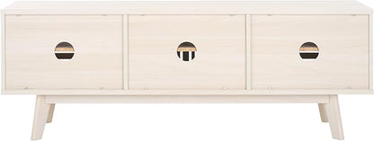 SAFAVIEH ESMA TV Stand for up to 65" Flatscreen – Bleached White, Sliding Doors - Image 4