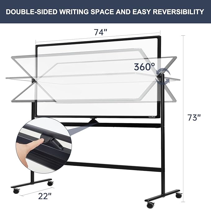 Dry Erase Whiteboard Easel on Wheels - Image 4