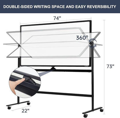 Dry Erase Whiteboard Easel on Wheels - Image 4