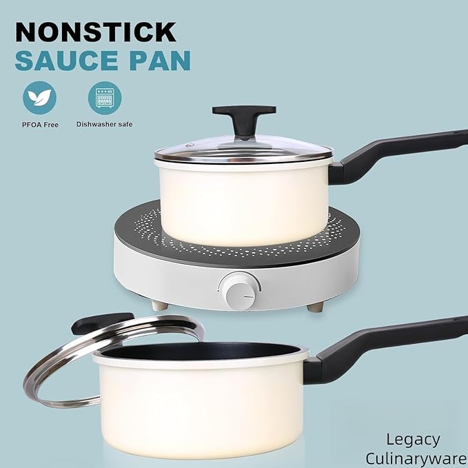 Nonstick Sauce Pan with Lid, 1.5QT small pot, PFOA Free, Kitchen Pots Induction - Image 2