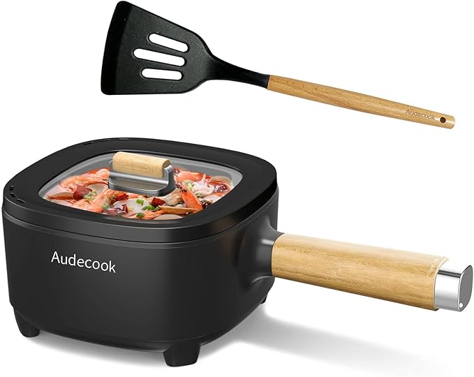 Audecook Hot Pot Electric 2L, Cermic Glaze Non-Stick Frying Pan 8 Inch by Audecook