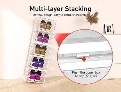 Kuject XX-Large Shoe Storage Boxes Organizers Clear Plastic Stackable 12 Pack - Image 4