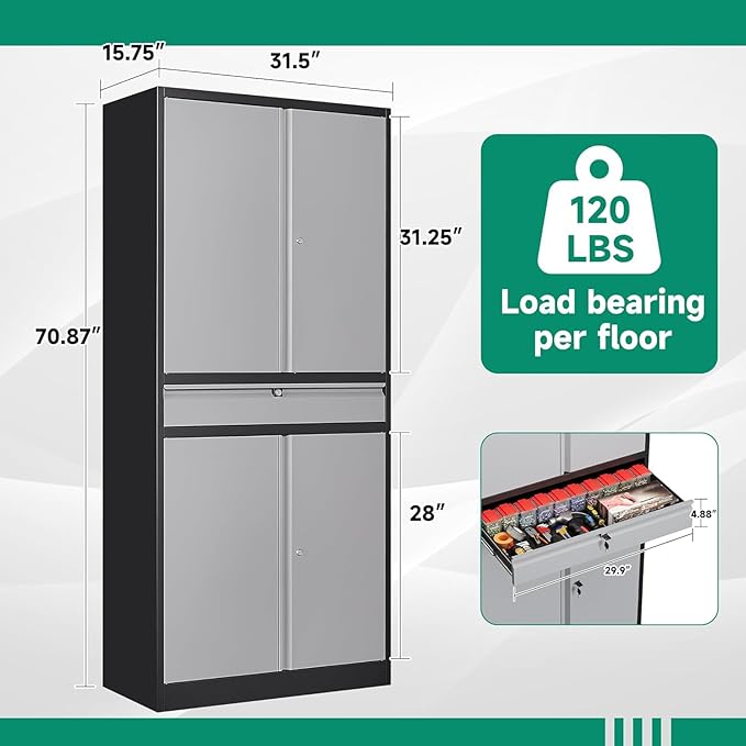 Letaya Metal Garage Storage Cabinet - Image 3