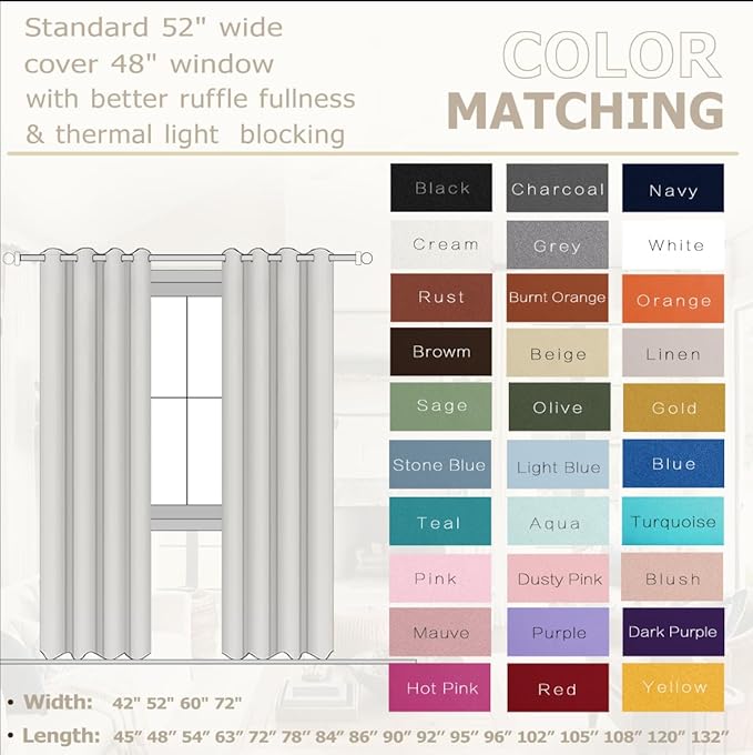 KOUFALL Navy Blue Curtains 90 Inches Long - Image 2