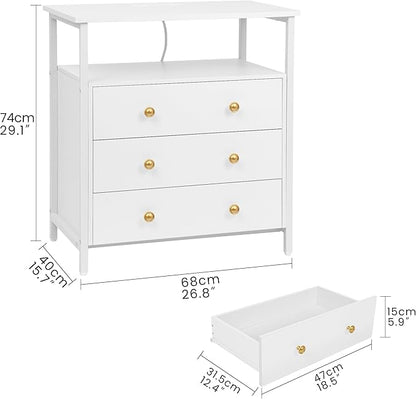 Edbuosy 3 Wooden Drawers Nightstand, 27 Inch Wide Night Stand Set 2 - Image 3