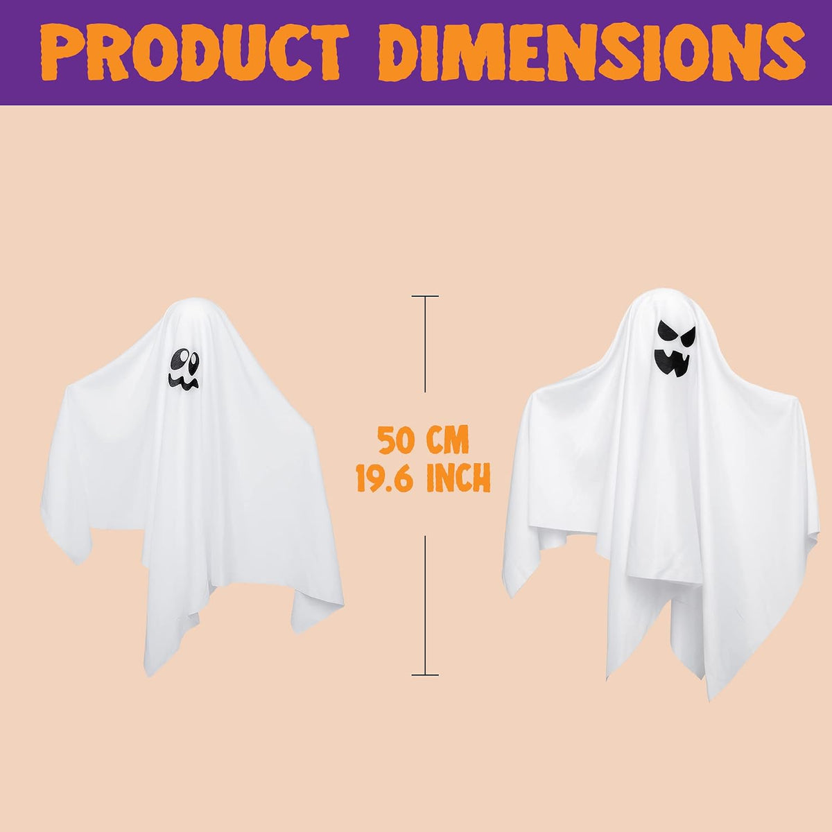 JOYIN 7 Pcs Halloween Hanging Ghost Decorations Outdoor, 19.6” Flying White G...