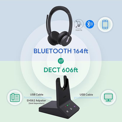 Yealink WH64 DECT & Bluetooth Mono UC Wireless Headset, 606ft Long Range Work - Image 3