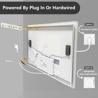 LUVODI LED Bathroom Mirror Rectangle: 32x24 inch Lighted Makeup Vanity - Image 9