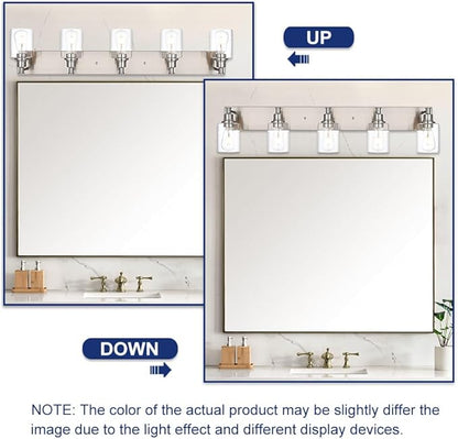 TODOLUZ 5-Light Vanity Light Fixture in Brushed Nickel, Modern Wall Sconce - Image 3