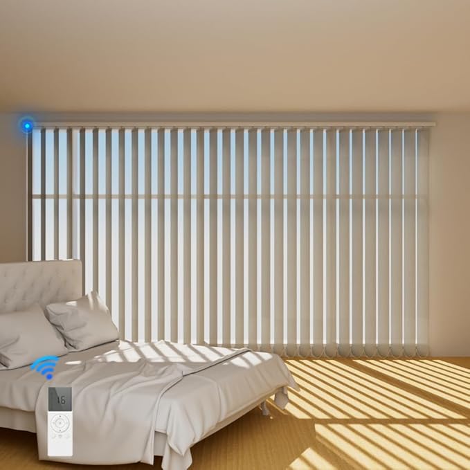 Blindify Motorized Vertical Blinds, Light Filtering Sliding Door Shades by BlindifyOffical