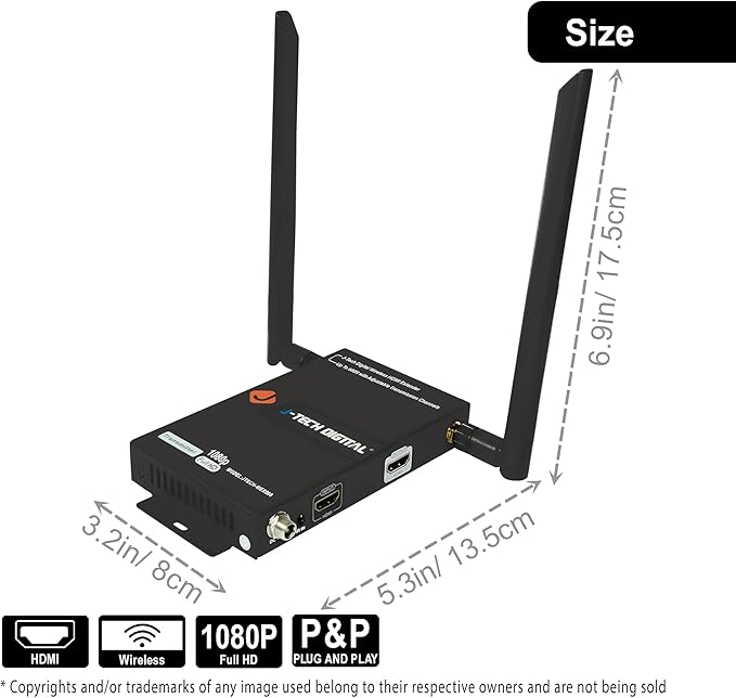 J-Tech Digital Wireless HDMI Extender 1080p up to 660 ft Extension, Transmitter - Image 2