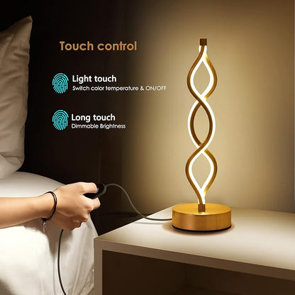 NUÜR Gold Lamps for Bedrooms Set of 2, Small Table Lamp, 3 Colour Temperature - Image 3