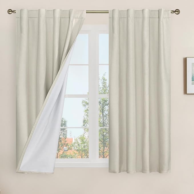 LAMIT Full Blackout Window Linen Curtains by LAMIT