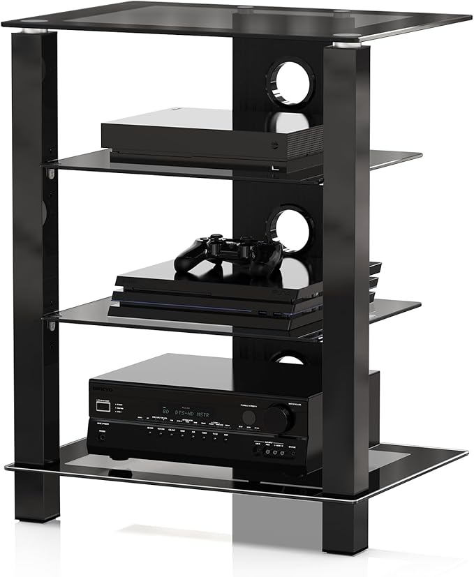 FITUEYES 4-Tier AV Media Cabinet Stand Component Cabinet, Gaming TV Stand and by FITUEYES