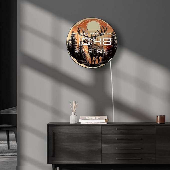 Timethink 12'' Deer Digital Wall Clock - Image 7