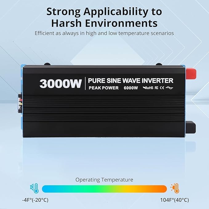 3000W Pure Sine Wave Inverter 1 USB Port 5v/2.1a, LCD Display&Remote Controller - Image 2